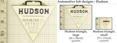 Hudson automobile decorative fobs, various designs with strap, key chain, & watch chain options