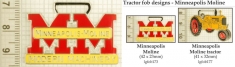 Minneapolis Moline tractor decorative fobs, various designs with strap & key chain options