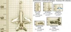 Vehicle & airplane miniature fobs, various designs with strap, key chain, & watch chain options