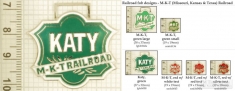 MKT & Katy railroad decorative fobs, various designs with strap, key chain, & watch chain options