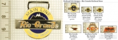 Rio Grande railroad large decorative fobs, various designs w/ strap, key chain, watch chain options