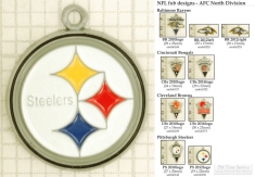 NFL team logo small decorative fobs (AFC North), pewter-toned, various teams & finishing options