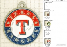 MLB team logo small decorative fobs (AL West), pewter-toned, various teams & finishing options