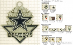NFL team logo small decorative fobs (NFC East), pewter-toned, various teams & finishing options