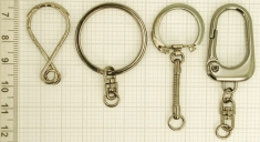 Base metal key chain rings, in a variety of styles and finishes