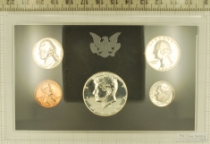 1968 US coin proof set sealed in hard plastic with black matte background