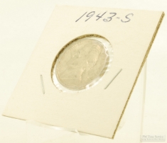 1943-S Jefferson $0.05 (five cent) US coin, circulated, "Very Good" condition, with sleeve