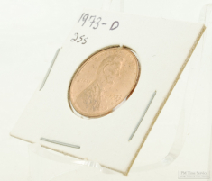 1973-D Lincoln Head Memorial $0.01 (one cent penny) US coin, circulated, selling as "Fine"