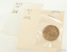1955-D & 1958-D Lincoln Head Wheat $0.01 (one cent penny) US coins, circulated, "Fine"/"Extra Fine"
