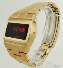Hamilton electronic quartz wrist watch with alarm, extra heavy wide YGF & SS WR case, original box