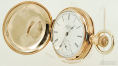 Elgin 6S 7J grade 117 pocket watch #6218996, incredible YGF fully engraved HC, jeweler's box