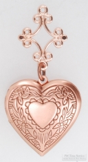 Heart-shaped locket w/ engraving, silver, gold, black, or copper-toned, in a variety of options