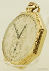 Elgin 12S 15J grade 315 pocket watch #30405250, YGF 8-sided friction fit case with engraved bezels
