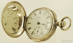 Waltham 18S 11J key wind adj Wm. Ellery pocket watch #1850394, heavy Sterling silver HC