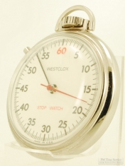 Westclox 16S 1J "dollar watch" stopwatch, heavy smooth polish chrome case with a stepped bezel