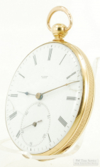T.F. Cooper (London) 43mm 13J key wind pocket watch #1151, lovely 18K thin-model HB&B engraved case