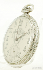 Waltham 12S 17J grade No. 1225 (Colonial B) pocket watch #23285451, WBM HB engraved case, fancy dial