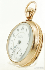 Illinois 18S 17J LS adj. 4p grade 65-E pocket watch #1375062, YGF HB&B elaborately engraved case
