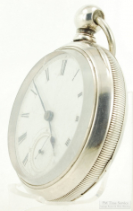 Illinois 18S 11J key wind grade 2 pocket watch #169856, heavy Sterling silver HB&B case