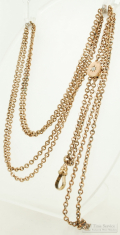 S.B.C. Co. 25" YGF ladies' slide chain, small oval links, elegant YGF slide set with a small pearl