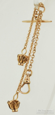 3.5" yellow gold filled (YGF) chatelaine-style pocket watch chain with fancy floral-motif weights