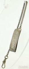 Marsh 8" Sterling silver light weight straight-style pocket watch chain, fancy belt slide finding