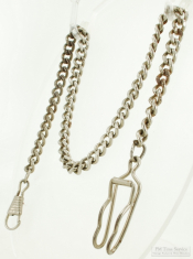 14.5" WBM medium weight curb-style link straight style pocket watch chain with a belt clip finding