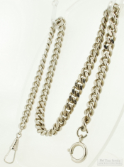 17" WBM heavy-weight curb link straight-style pocket watch chain with a spring ring finding