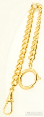 7.5" YBM fancy medium-weight curb link straight style pocket watch chain, spring ring finding