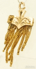 Mixed karat gold & enamel pocket watch chain tassel fob, approx. 1.0dwt.