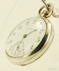 Waltham 3-OS 15J grade 315 ladies' pocket watch #22901448, Sterling silver case, Mary Aquinas script