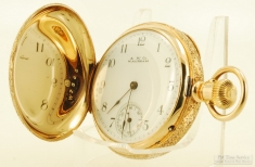 Waltham 6S 15J LS adj. ladies' pocket watch #3099066, impressive 18k gold fully engraved HC