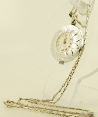 Endura 1J grade 1013 ladies' pendant watch, WBM chrome round case, fancy link 24.5" WBM necklace