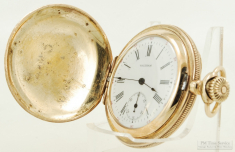 Waltham 6S 7J Seaside ladies' pocket watch #11646371, lovely thin-model YGF fully engraved HC