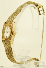 Seiko 17J grade 11A ladies' wrist watch, YBM & SS engraved rectangular case, matching band