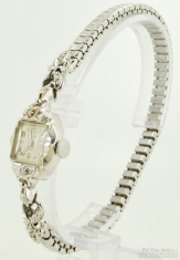 Bulova 23J adj. 8p grade 5AD ladies' wrist watch, case #845476, impressive 14k white gold oval case