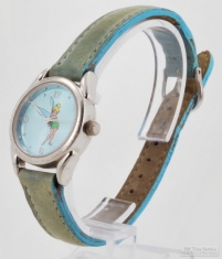 Japanese for The Disney Store quartz wrist watch, round SS case, Tinkerbell dial