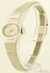 Waltham 17J ladies' wrist watch, wide-oval WBM & SS case with a smooth polish bezel