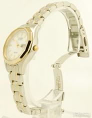 Citizen Eco-Drive WR 100 Silhouette Sport ladies' wrist watch w/ day & date, SS cushion-shaped case