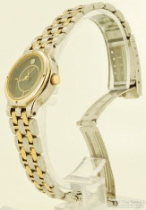 Adolfo quartz ladies' wrist watch, heavy YGP, WBM & SS round case, black leatherette Adolfo box