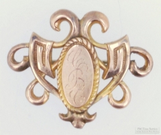 YGF open-design filigree lapel pin with watch hook