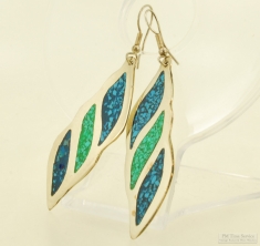 Alpa Mexican silver & turquoise fancy 3-section fishhook earrings
