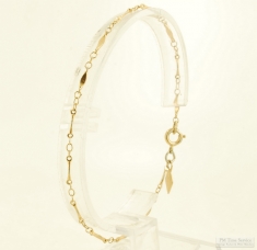 7.5" Sarah Coventry YGP fancy link bracelet, long YGP smooth polish links with small round links