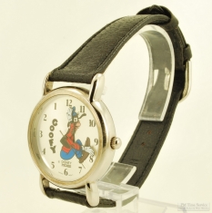 Pedre for Disney quartz "Goofy" wrist watch, round WBM & SS case, Pedre box, backwards movement
