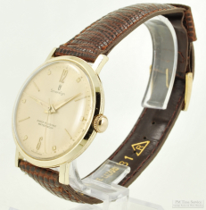 Sovereign 1J wrist watch, elegant smooth polish gold-plated aluminum water resistant round case