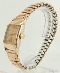 Waltham 17J Premier grade 750 wrist watch #V89841, handsome RGF & SS rectangular case