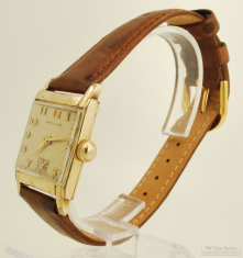 Hamilton 19J adj. 3p grade 982 wrist watch #J234364, impressive YGF rectangular "Perry" model case