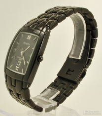 Armitron quartz wrist watch with quickset date, sleek black gunmetal & SS thin-model WR case