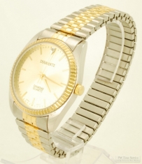Diamante quartz wrist watch, heavy YBM & SS cushion-shaped case, matching expansion band, boxed