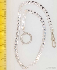 12in. light weight, quality silver-toned pocket watch chain with spring ring